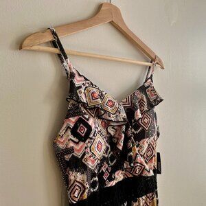 Asymetrical abstract romper dress